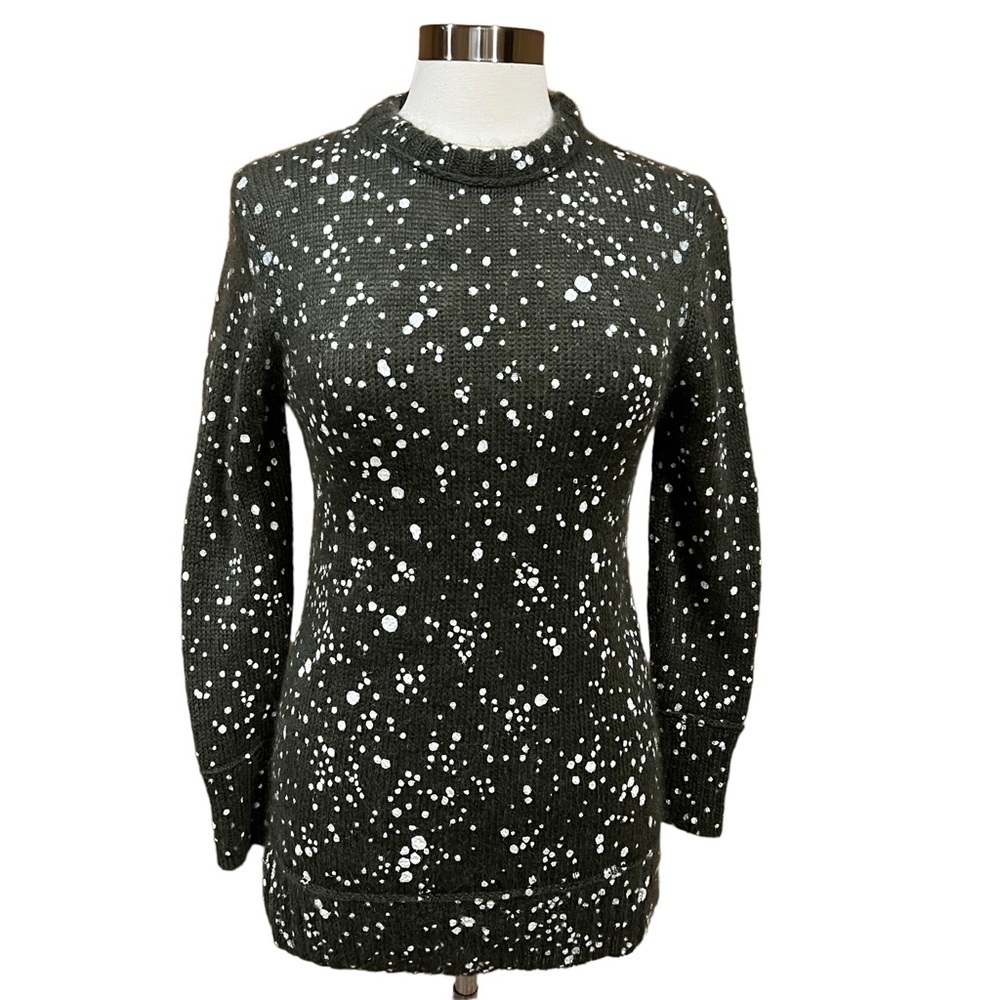 Fendi Mohair Sweater M Green Splatter Made in Italy Pullover